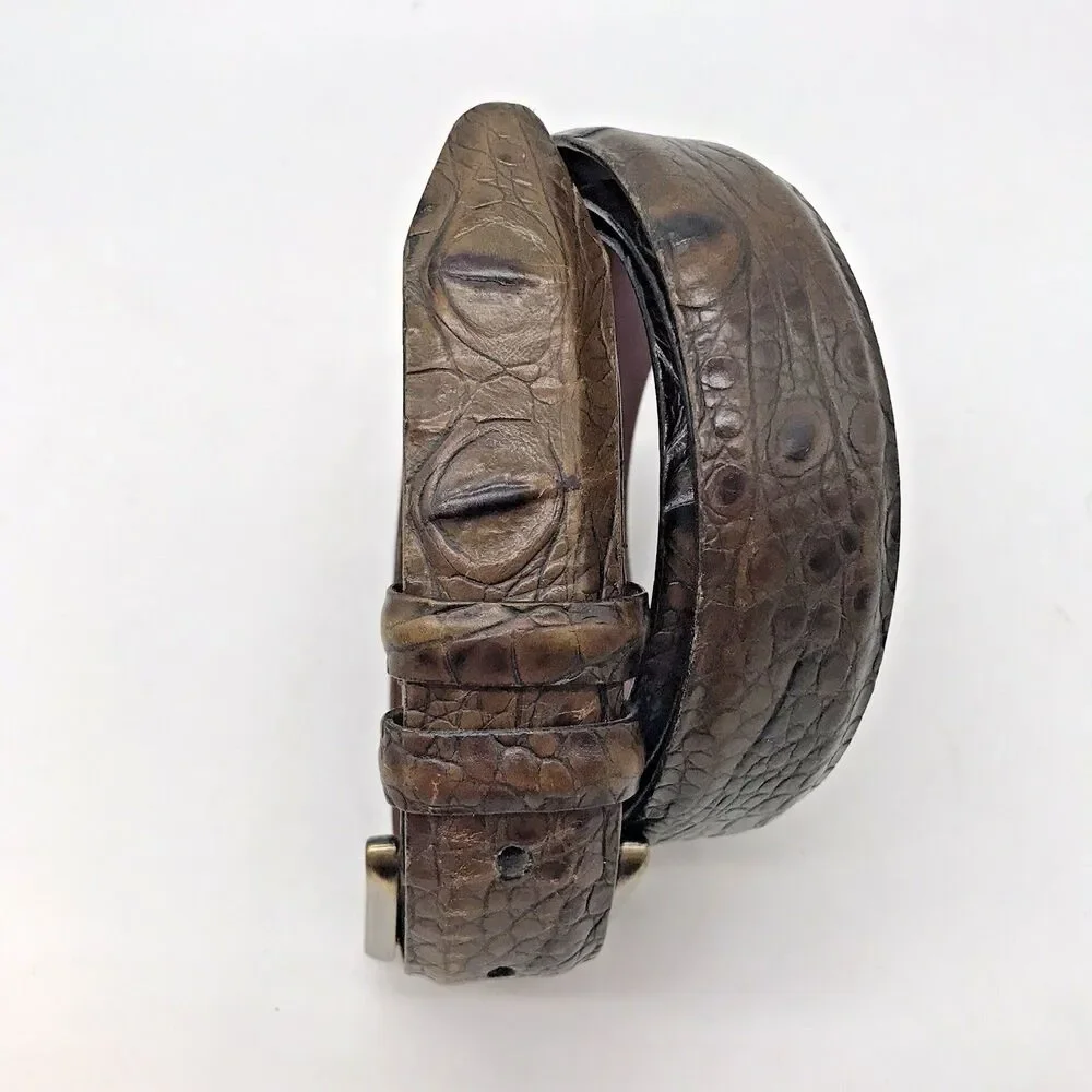 Tulliani Croc Embossed Italian Calfskin Belt Men's 46 Brown Roller Belt 2103 USA